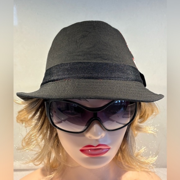 Goth Love Hurts Deeply Black Fedora Hat Unisex M/L - Picture 4 of 13